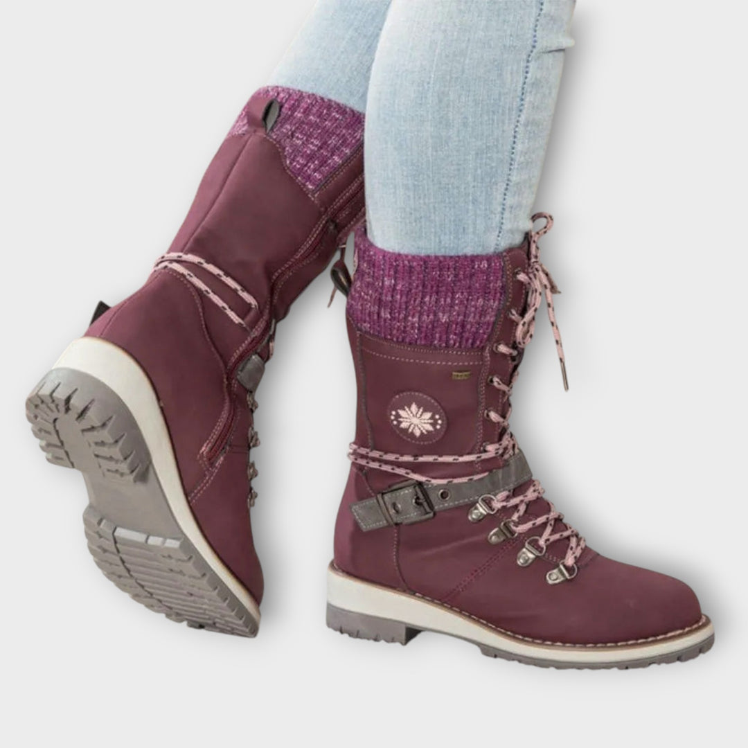 Women’s Lace-Up Winter Boots with Knit Trim