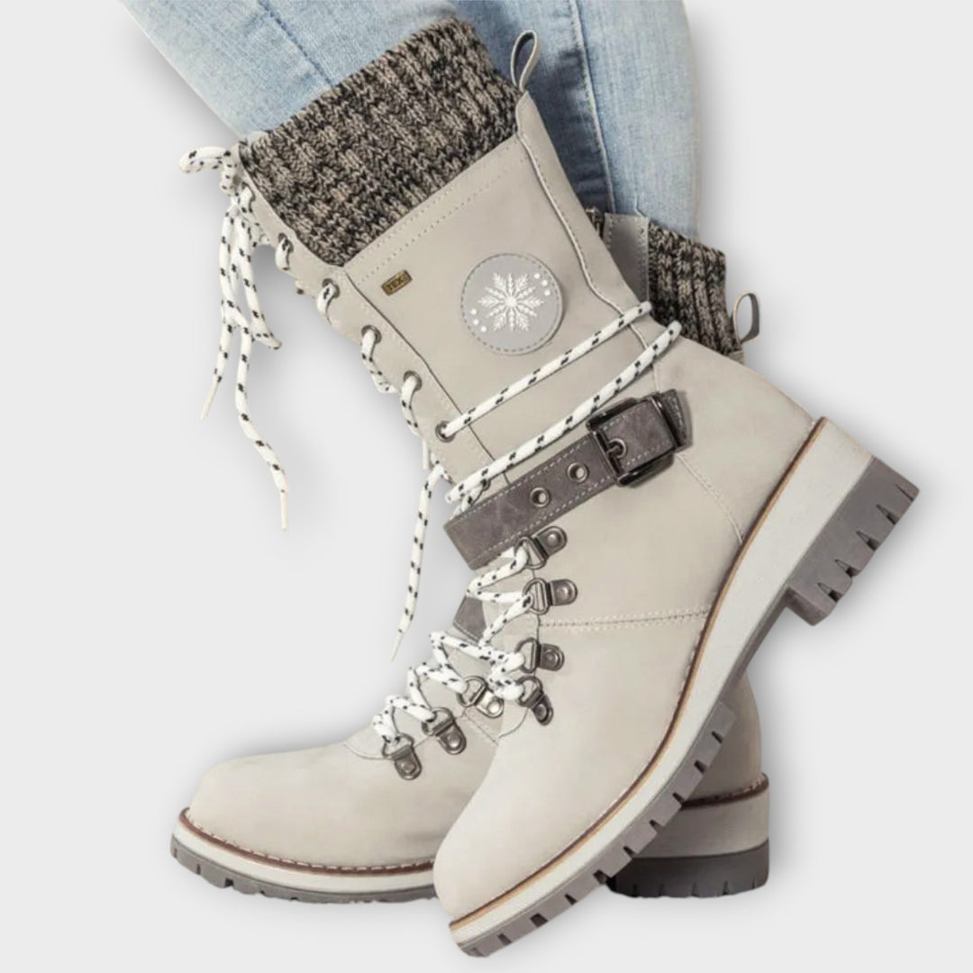 Women’s Lace-Up Winter Boots with Knit Trim