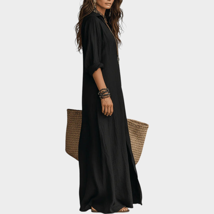 Boho Button-Front Maxi Dress