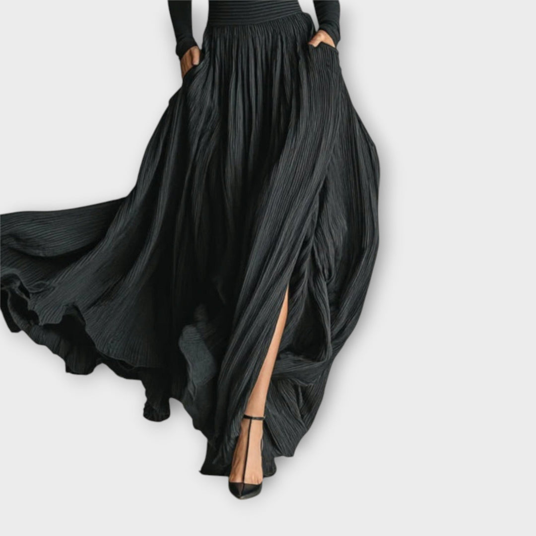 Elegant Black Maxi Skirt Turtleneck Top Set