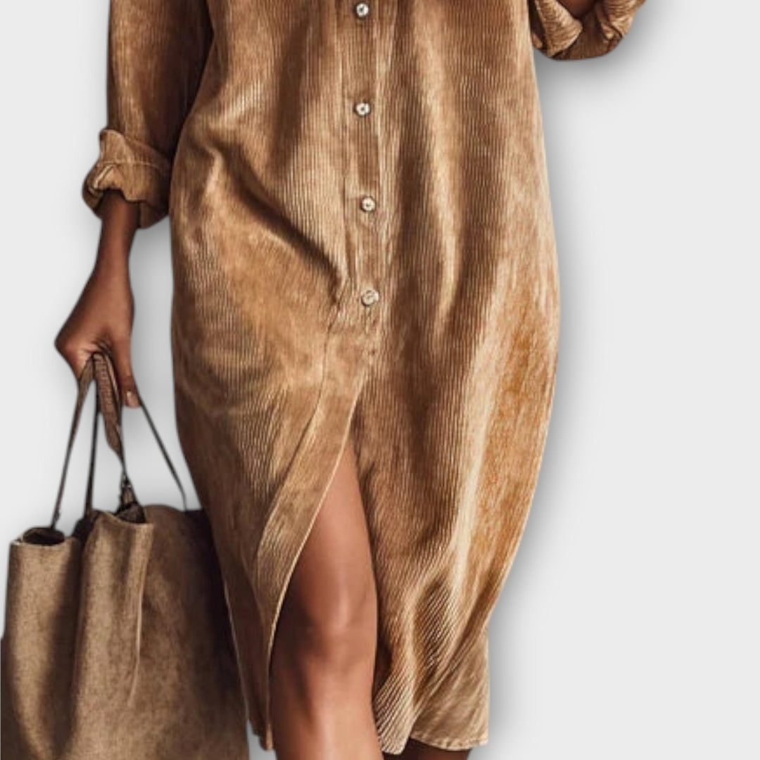 Corduroy Midi Shirt Dress