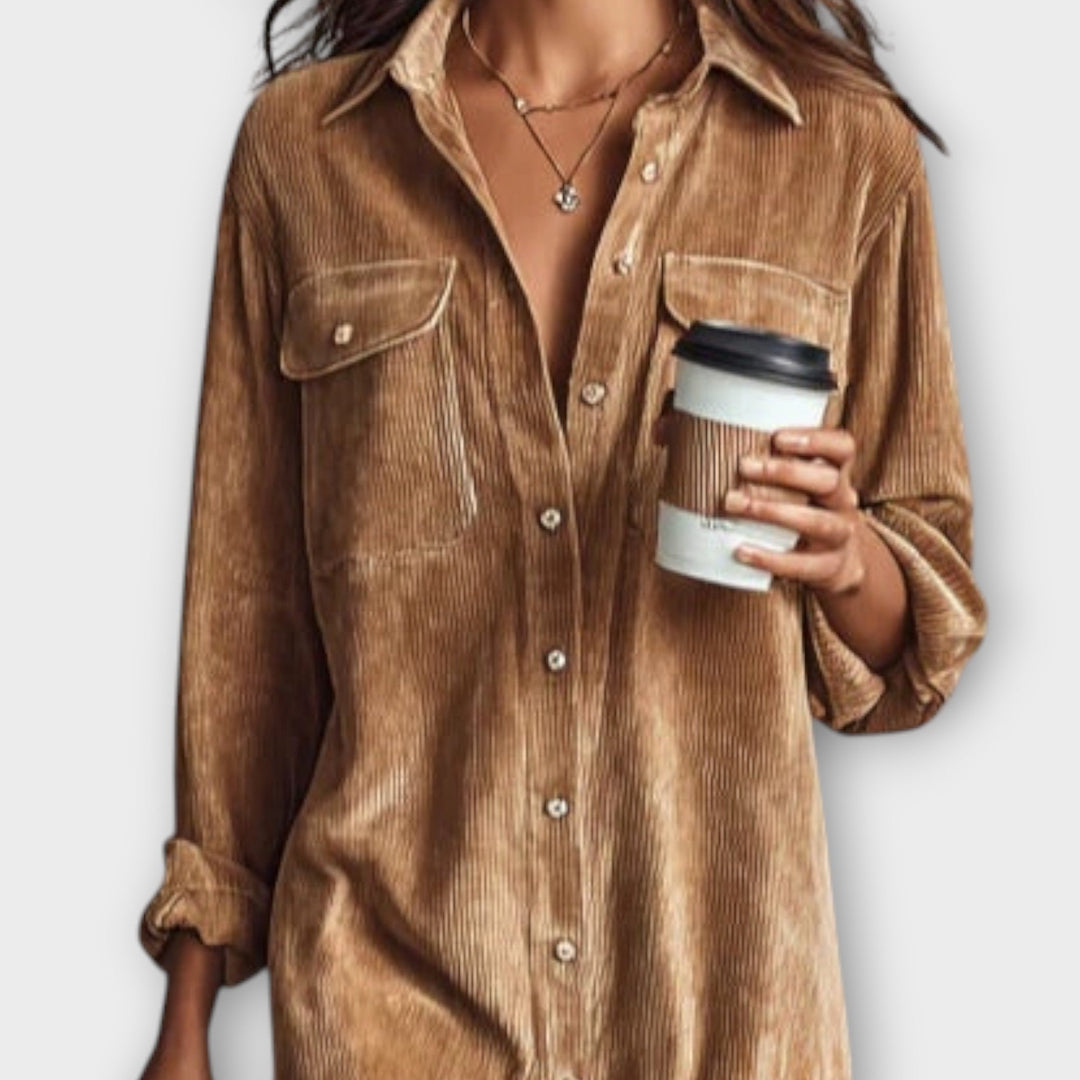 Corduroy Midi Shirt Dress