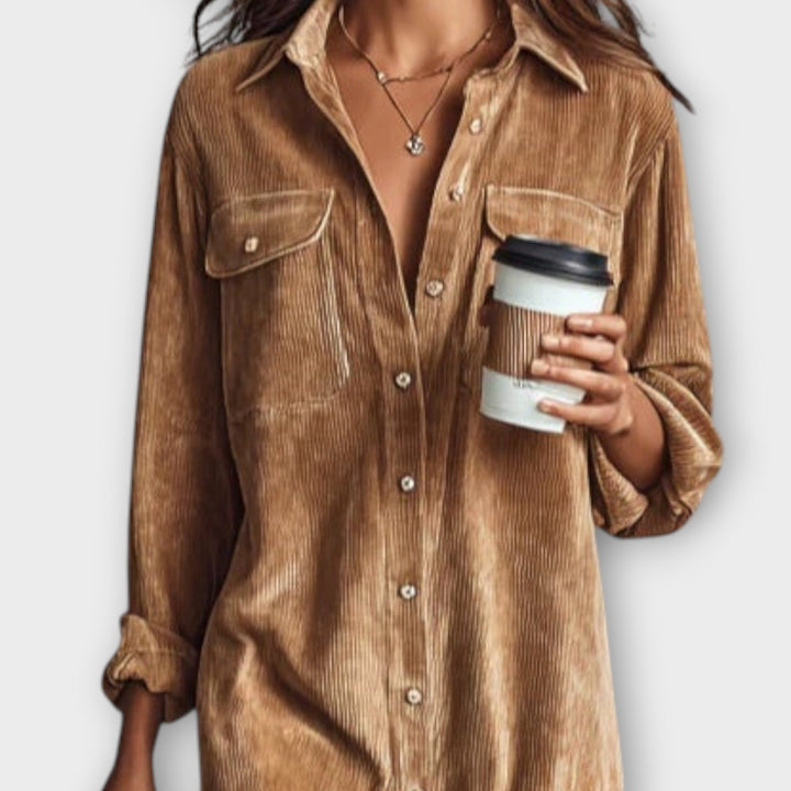 Corduroy Midi Shirt Dress