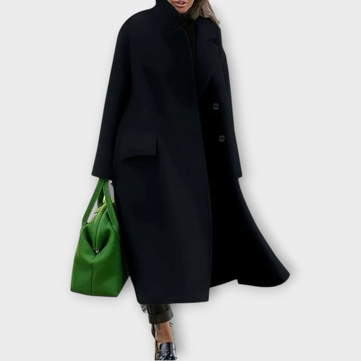 Wool-Blend Double-Breasted Long Coat