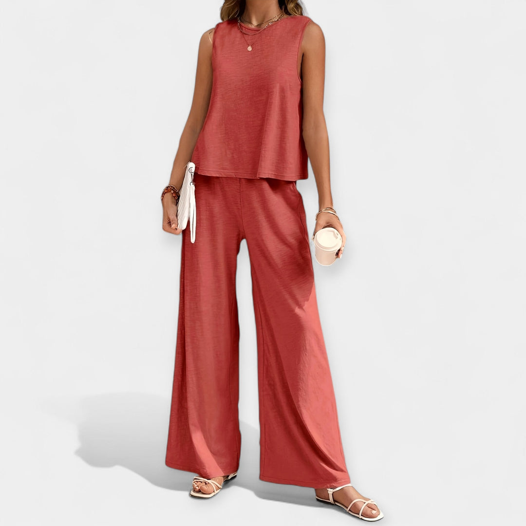 Set of Sleeveless Top and Wide Trousers