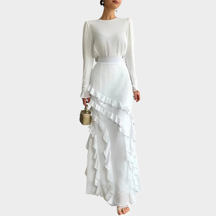 Elegant Ruffle Hem Maxi Dress