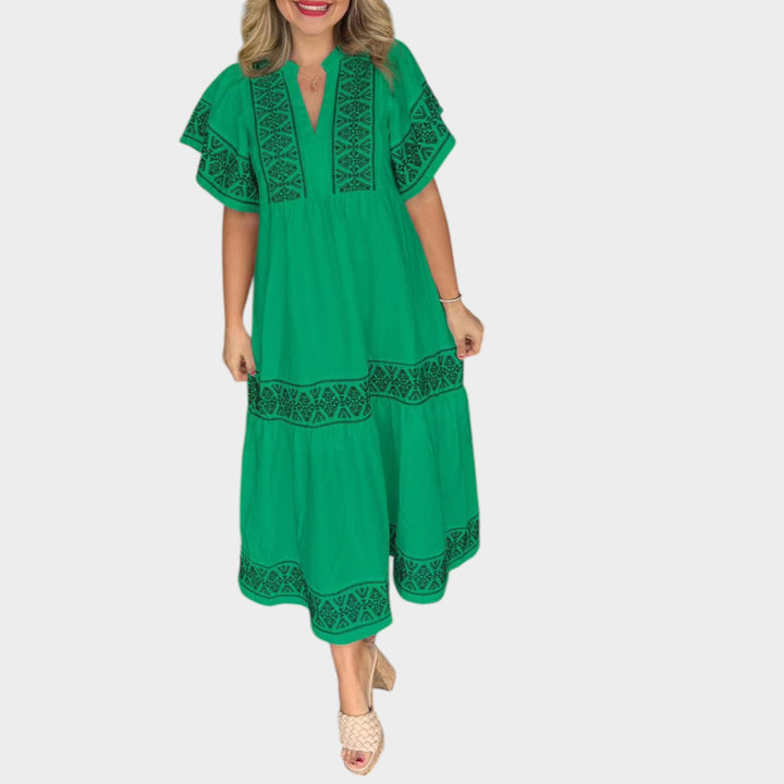 Embroidered Boho Midi Dress