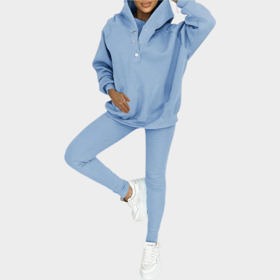 Trendy Button-Collar Lounge Set