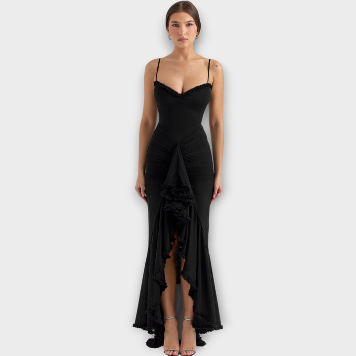 Elegant Ruffled Evening Gown