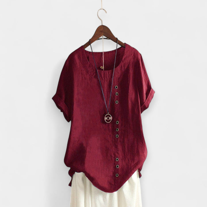 Short-Sleeved Blouse with Buttons