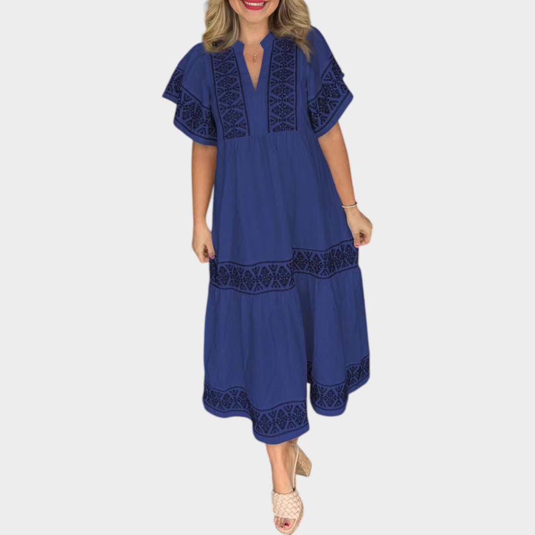 Embroidered Boho Midi Dress