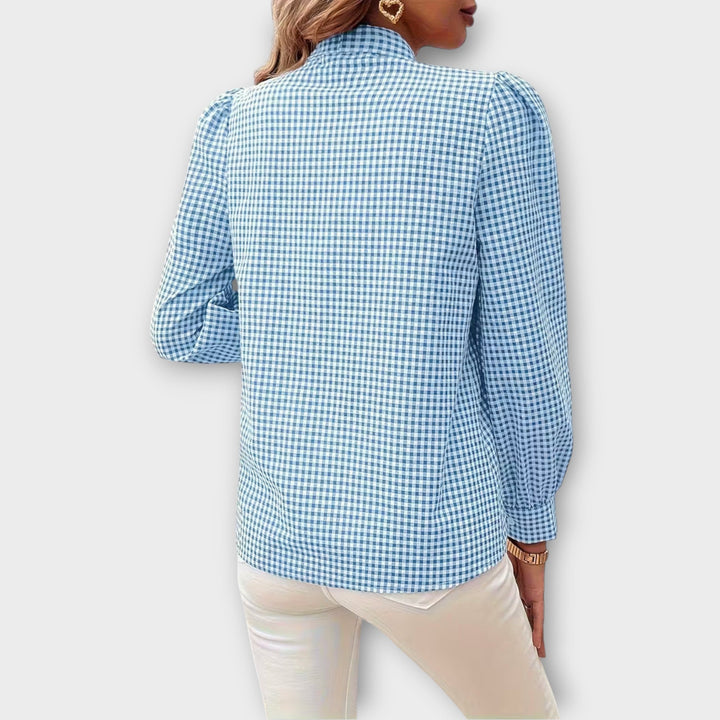 Check Bow-Tie Blouse