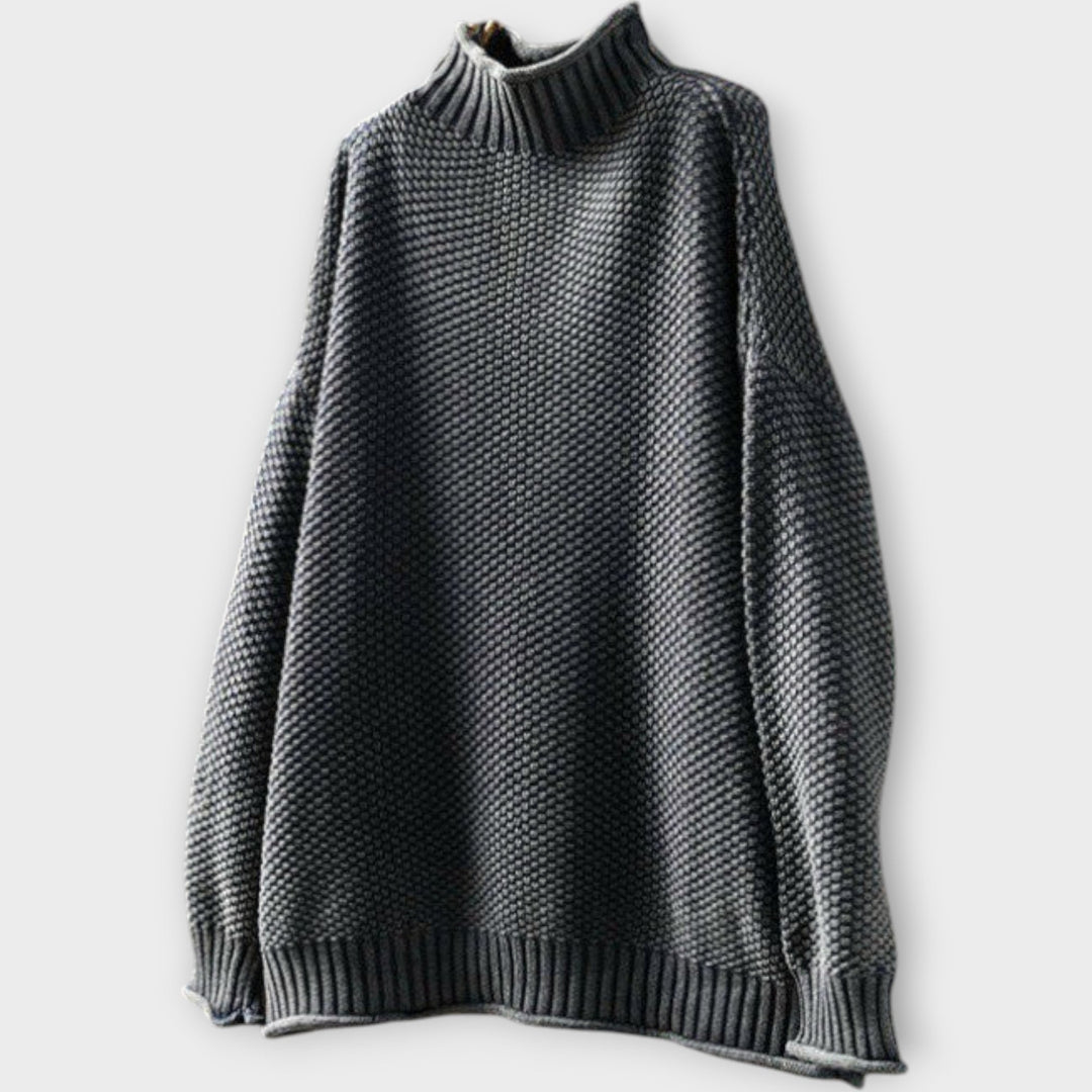 Minimalist Textured Sweater with High Neck