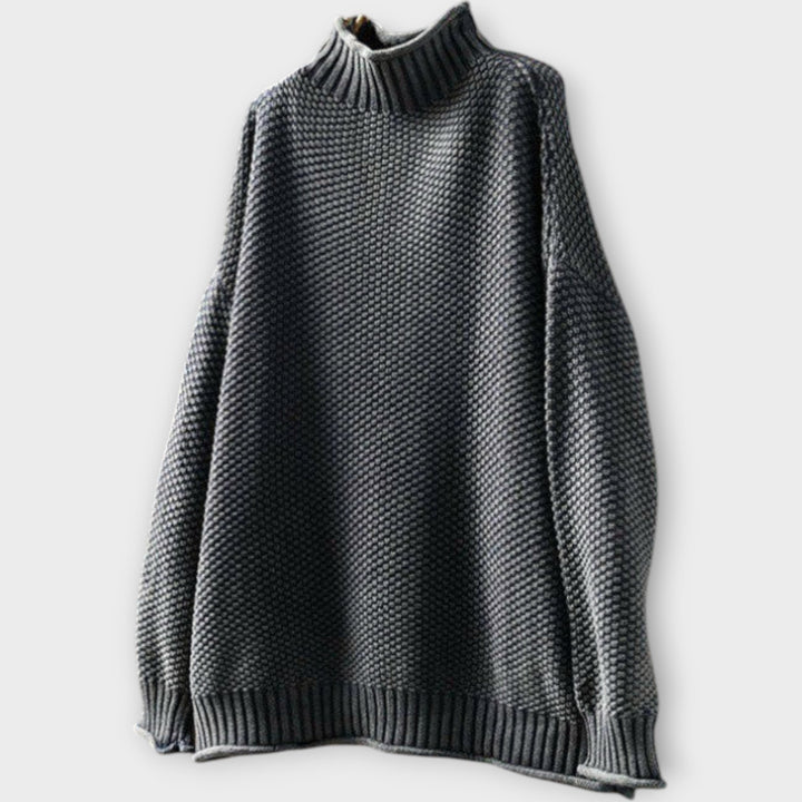 Minimalist Textured Sweater with High Neck