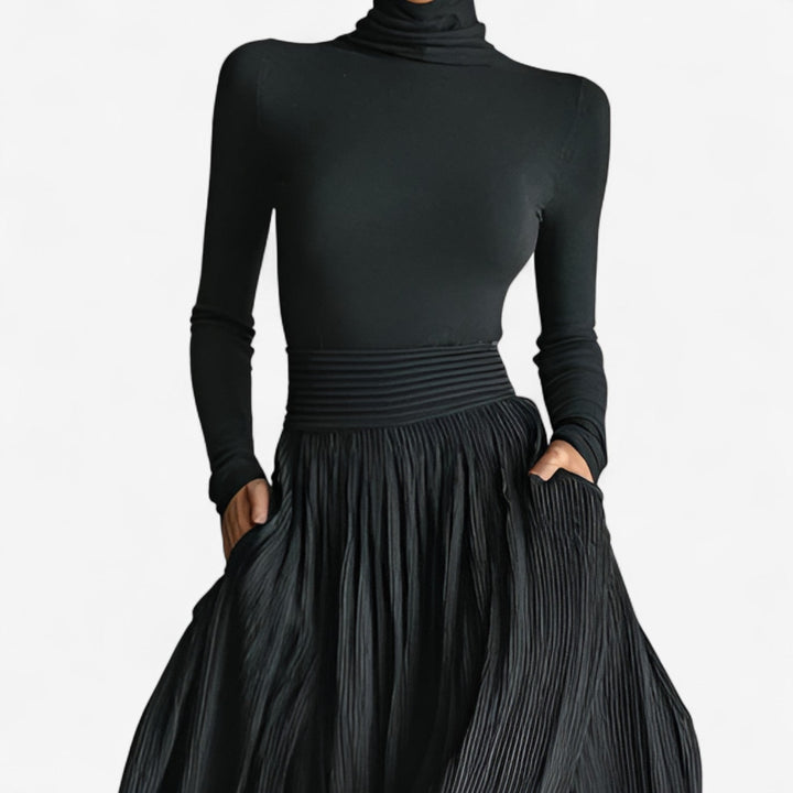Elegant Pleated Maxi Skirt & Fitted Top Set