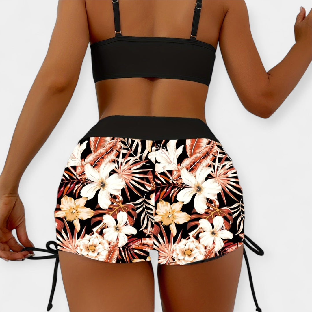High-Waisted Bikini with Tropical Prints