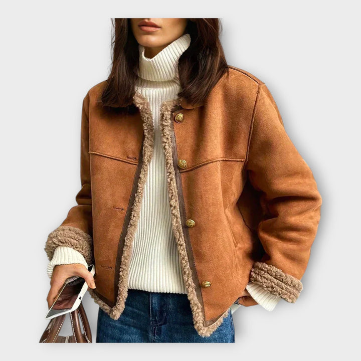 Elegant Leather Jacket with Warm Lining and Timeless Style