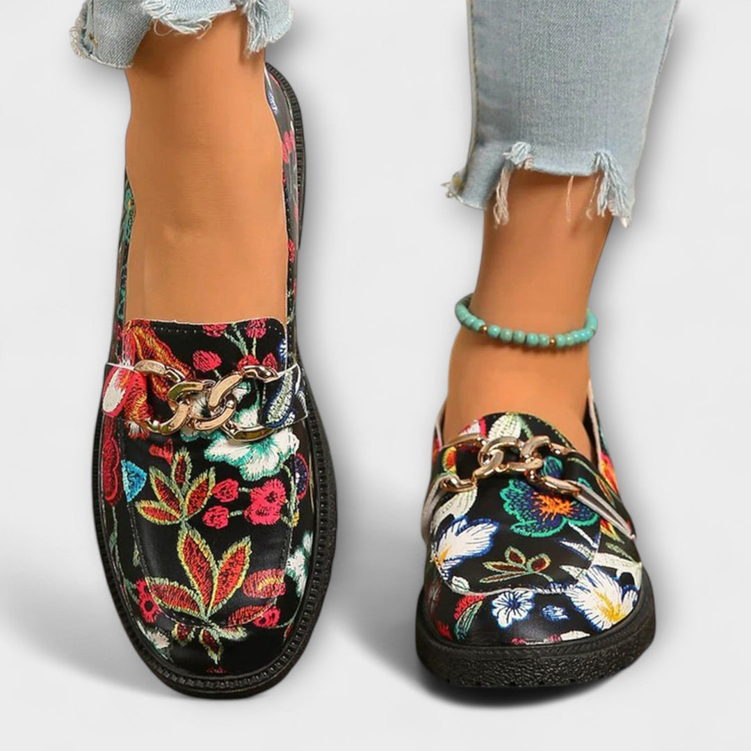 Orla – Colourful Loafers with Floral Design