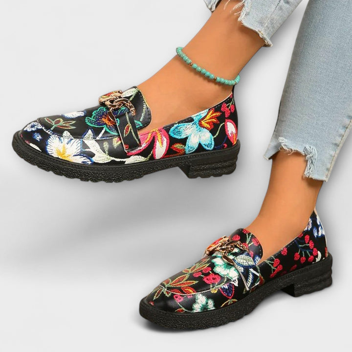 Orla – Colourful Loafers with Floral Design