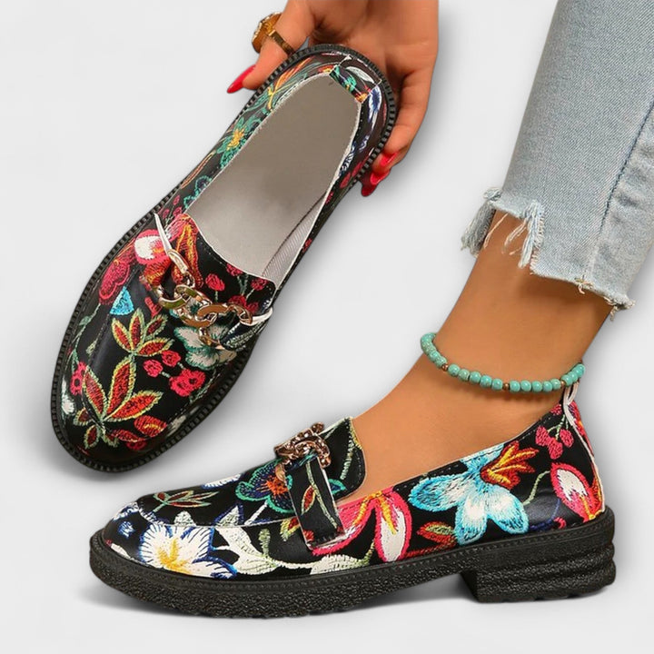 Orla – Colourful Loafers with Floral Design