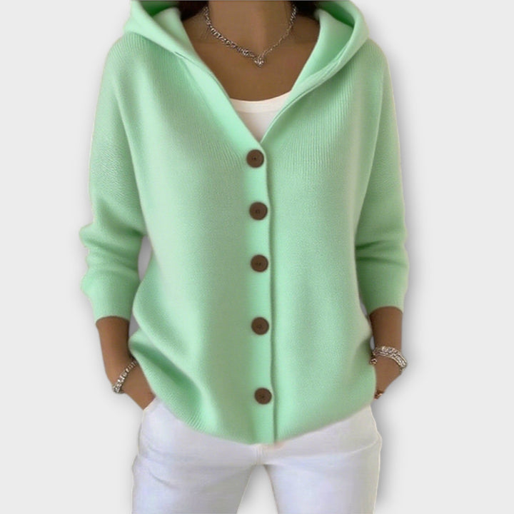 Cozy Chic Button-Front Hooded Cardigan