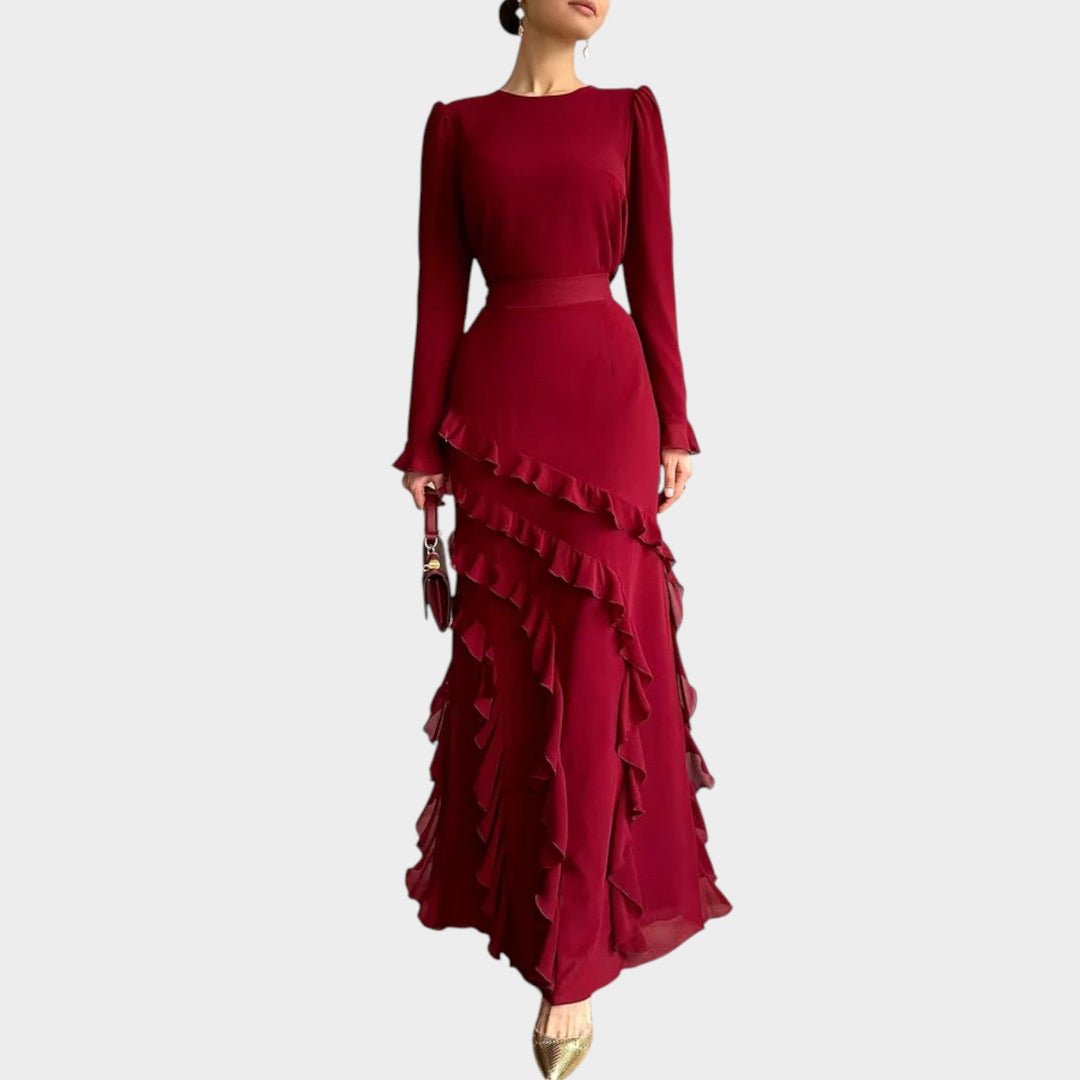 Elegant Ruffle Hem Maxi Dress