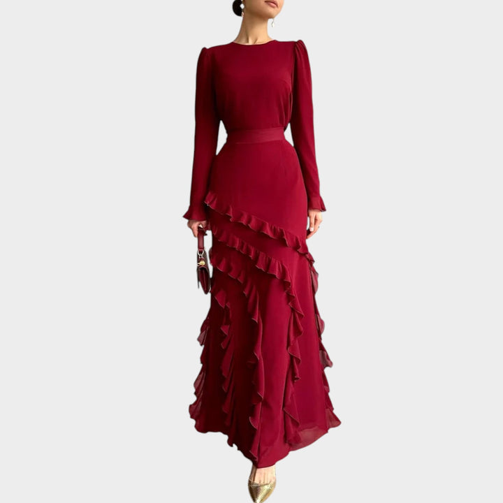 Elegant Ruffle Hem Maxi Dress