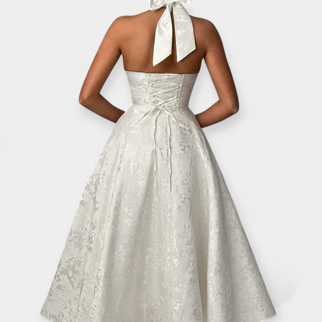 Midi Dress with Open Back and Stylish Corset