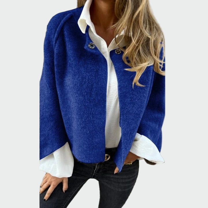 Short Wool Cardigan with Flared Sleeves