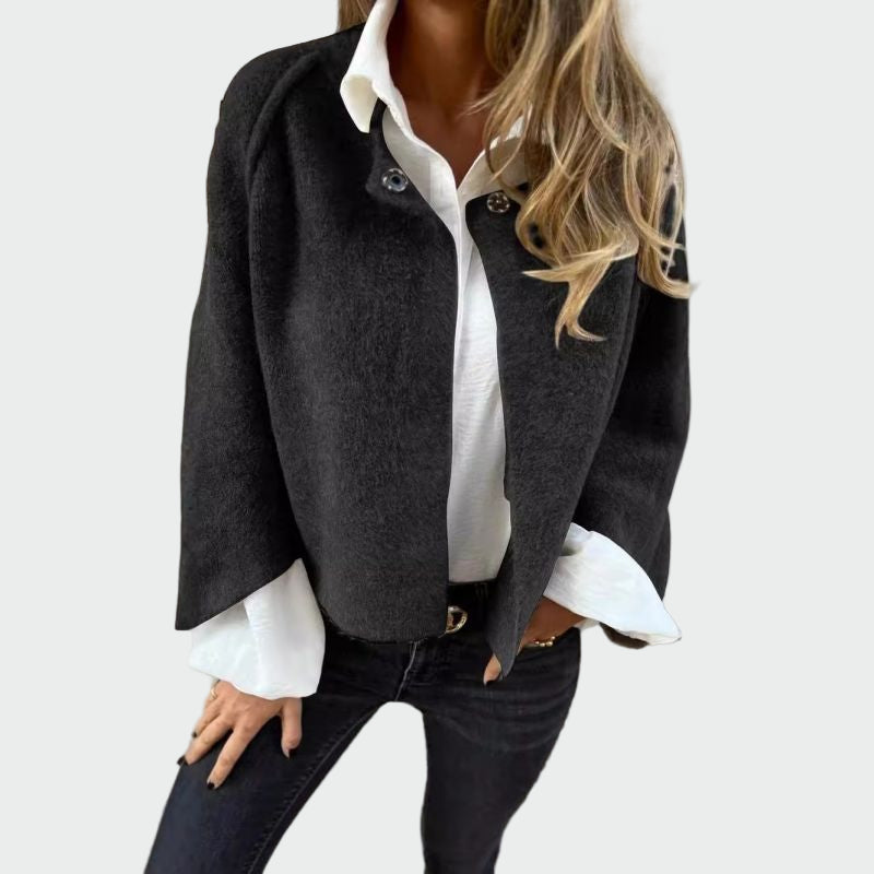 Short Wool Cardigan with Flared Sleeves