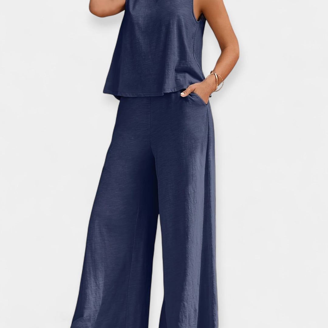 Set of Sleeveless Top and Wide Trousers
