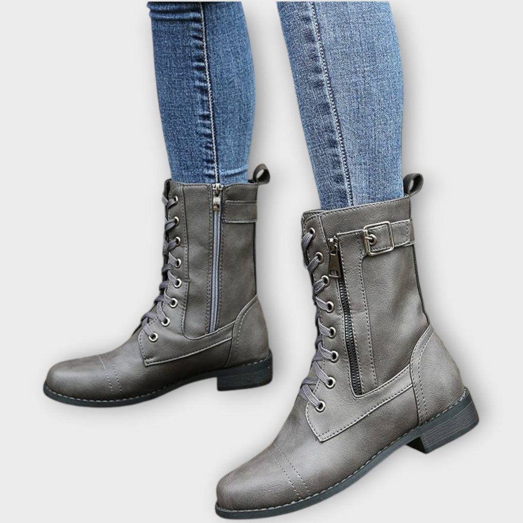 Classic Lace-Up Leather Ankle Boots