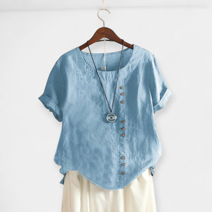 Short-Sleeved Blouse with Buttons