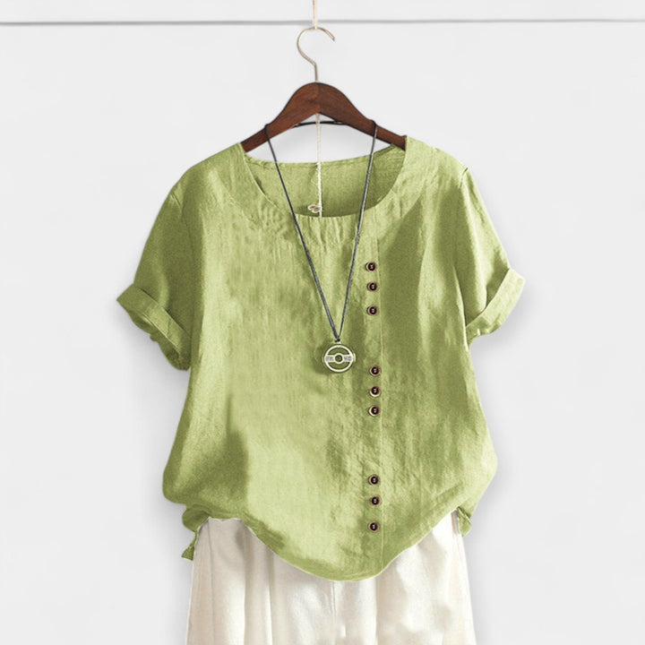 Short-Sleeved Blouse with Buttons