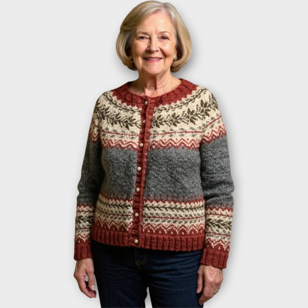 Knit Cardigan with Buttons and Subtle Pattern