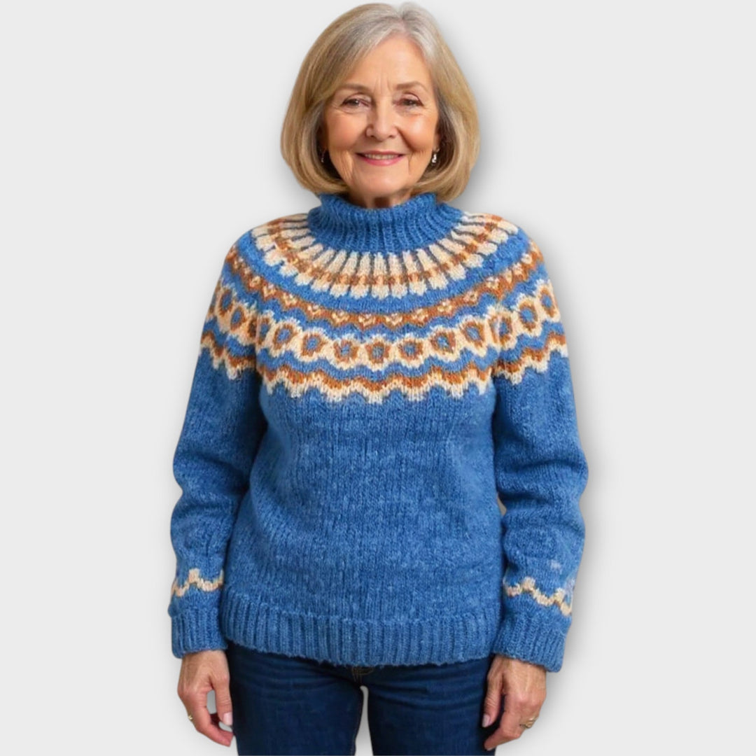 Knitted Sweater with Design on the Collar