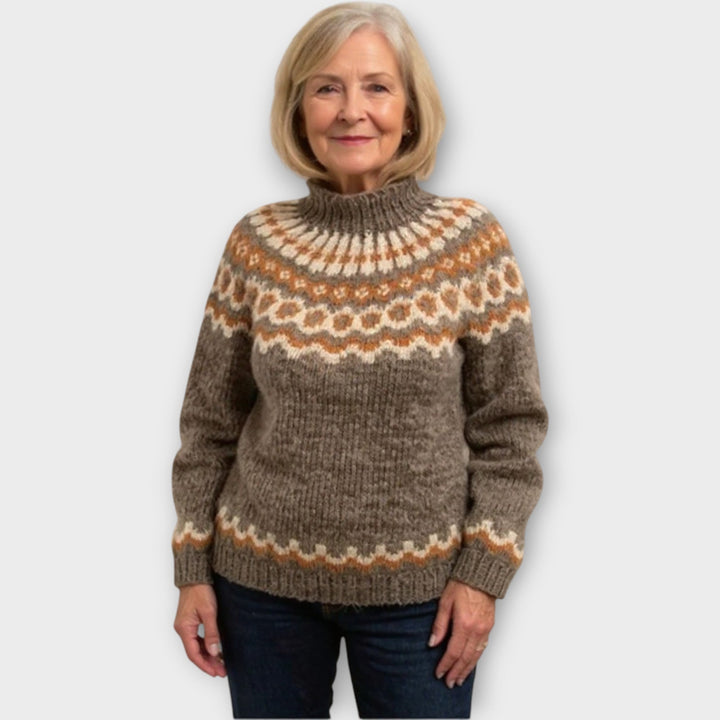 Knitted Sweater with Design on the Collar