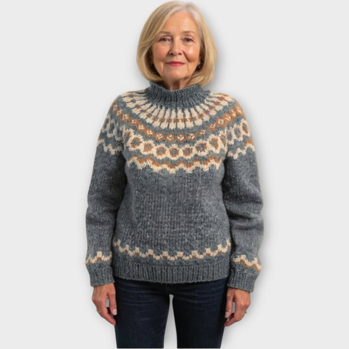 Knitted Sweater with Design on the Collar