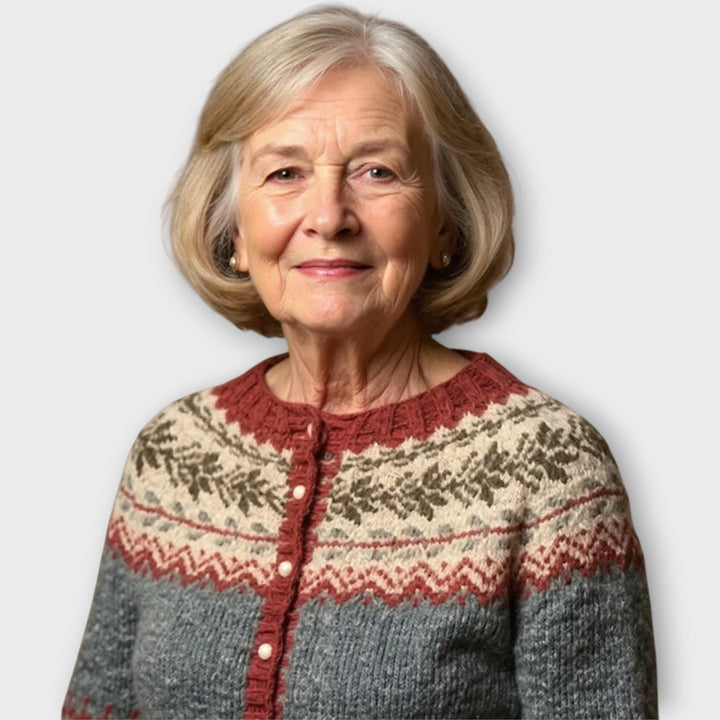 Knit Cardigan with Buttons and Subtle Pattern