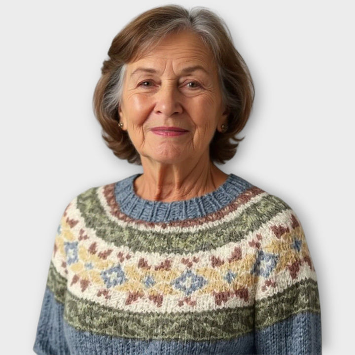 Knitted Sweater with Geometric Pattern