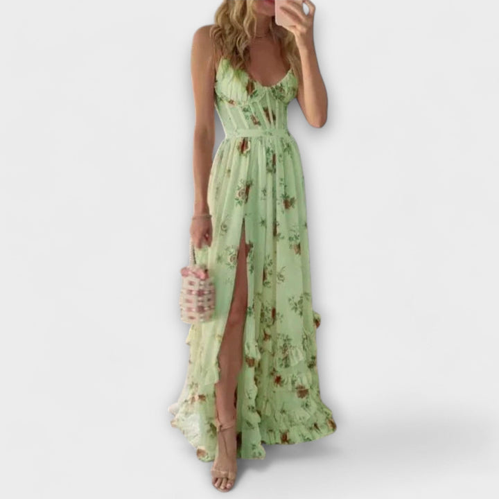 Maxi Dress with Floral Print and Split