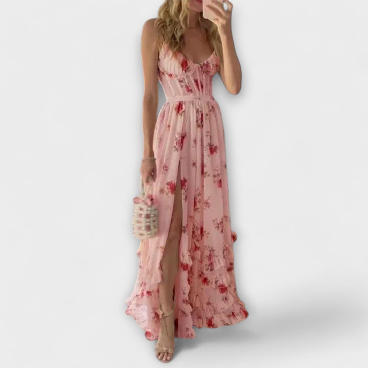 Maxi Dress with Floral Print and Split