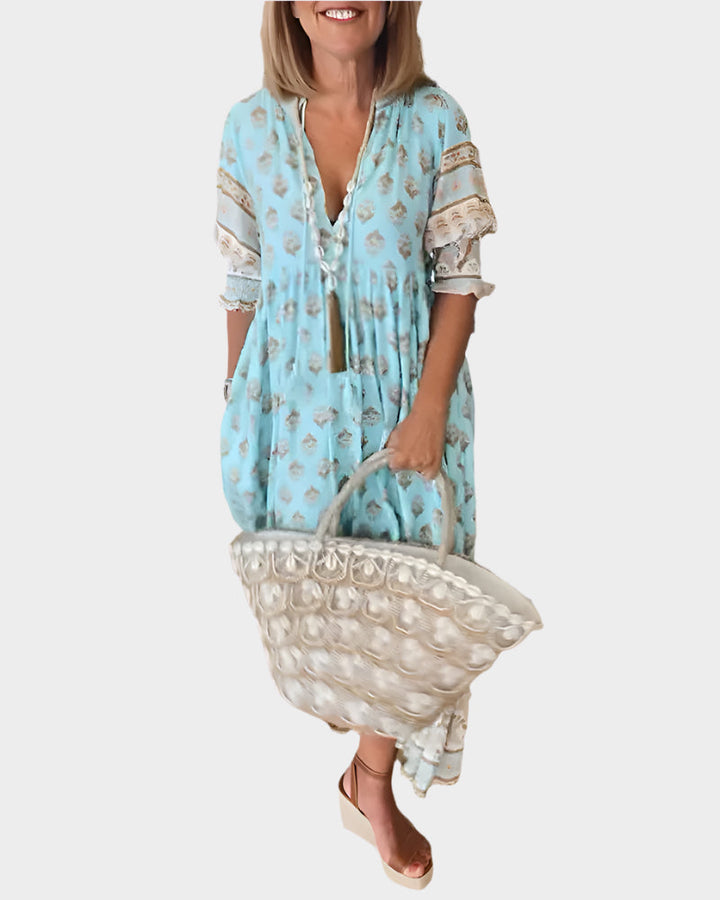 Boho Dress with Comfortable Fit and Puff Sleeves