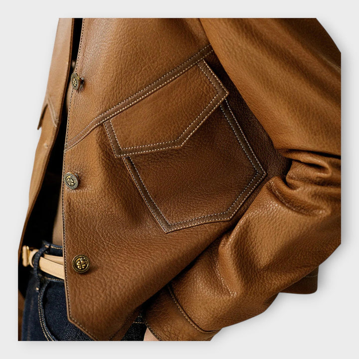 Elegant Leather Jacket with Modern Design and Refined Aesthetic