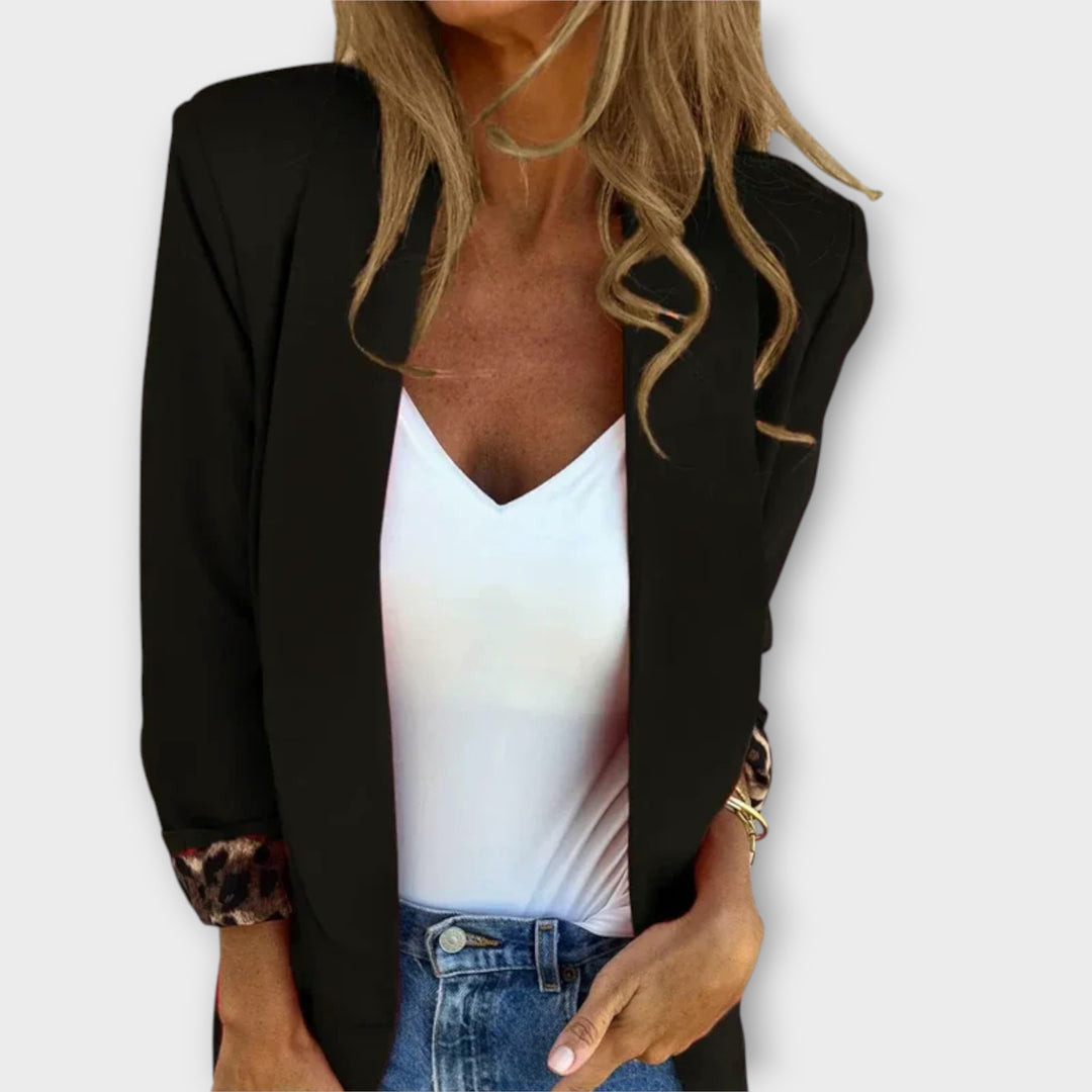 Chic Contrast-Lined Open Blazer