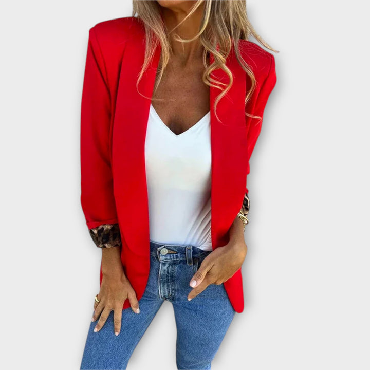 Chic Contrast-Lined Open Blazer