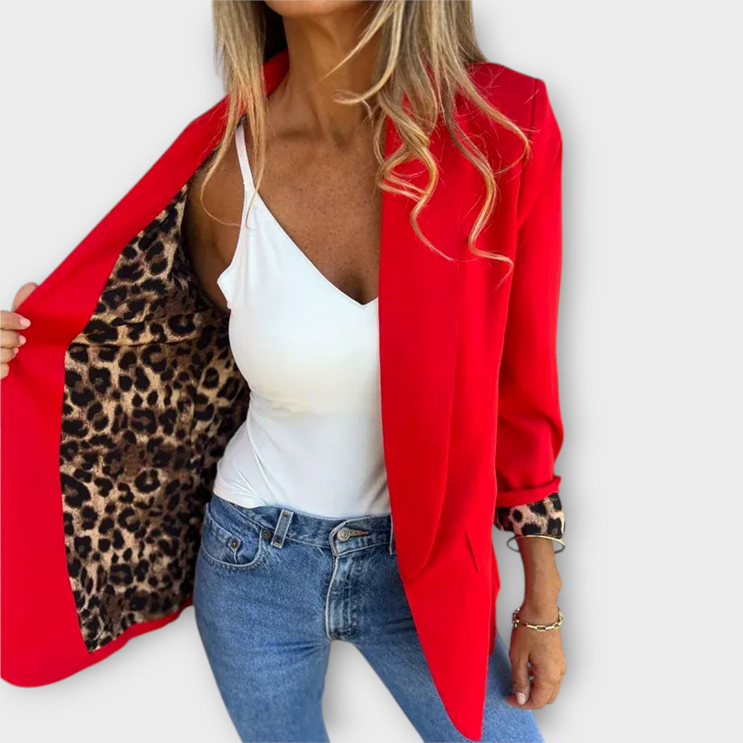 Chic Contrast-Lined Open Blazer