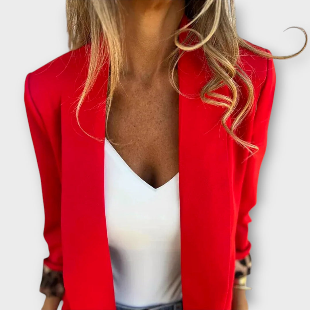 Chic Contrast-Lined Open Blazer