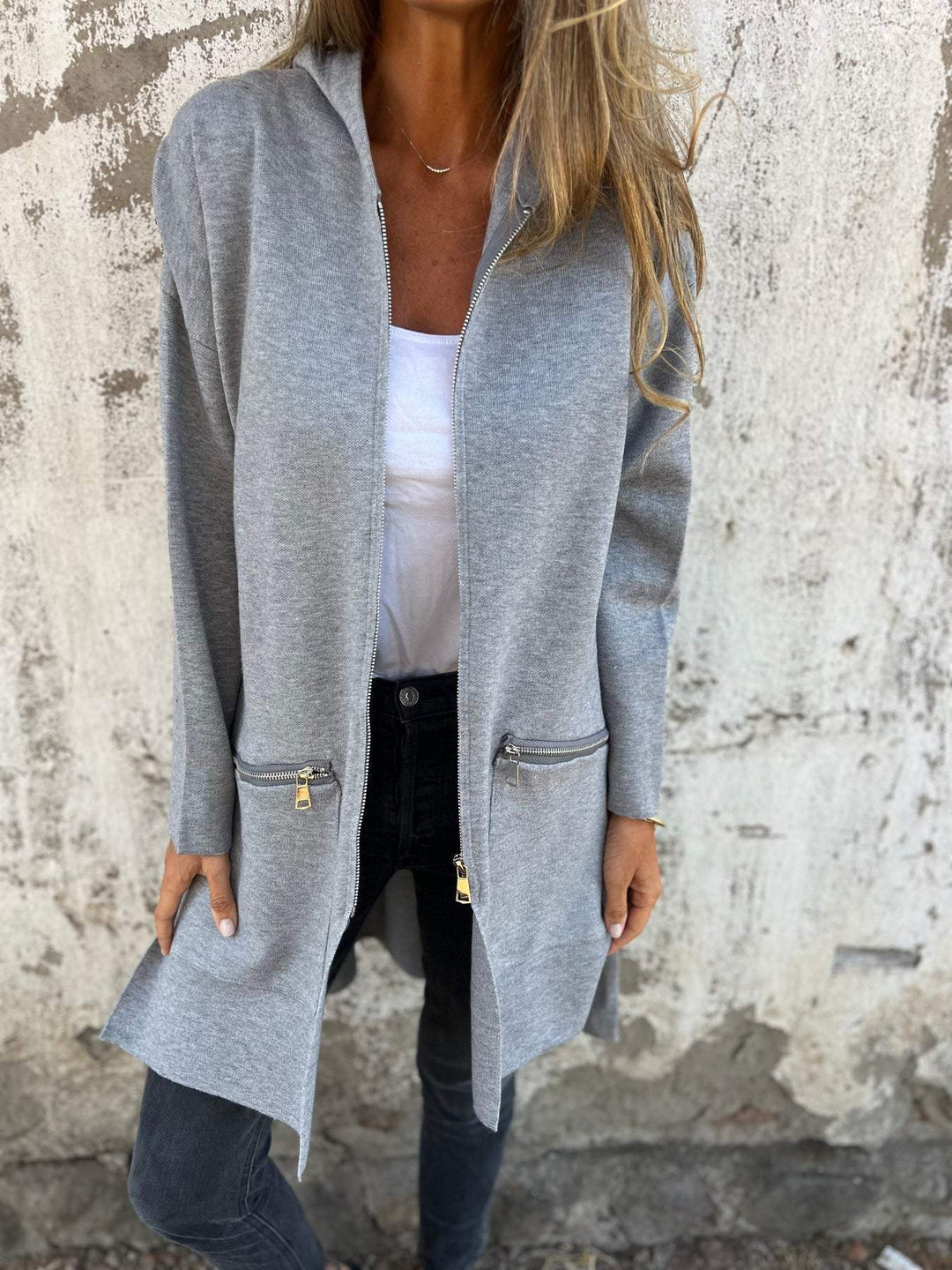 Lena | Ladies Zip-Up Hooded Cardigan