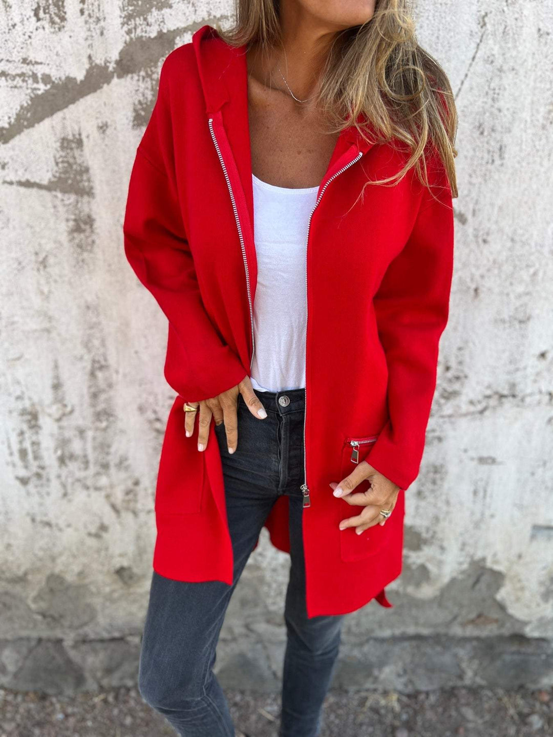 Lena | Ladies Zip-Up Hooded Cardigan